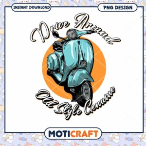 Vintage Scooter PNG Design Instant Download