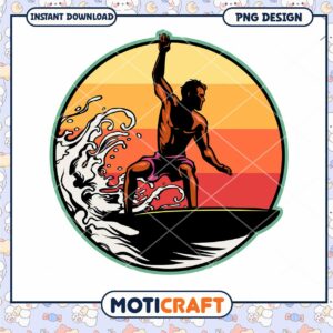 Vintage Surfer PNG Design Instant Download