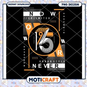 Urban Style PNG Design 1975 Never Give Up