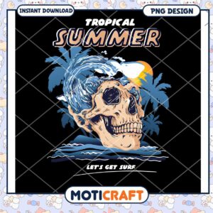 Tropical Summer Skull PNG Design