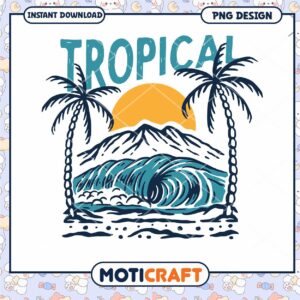 Tropical Beach Wave PNG Design