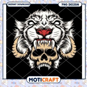 Tiger Skull PNG Design Instant Download