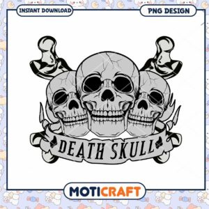 Three Skulls PNG Design Instant Download