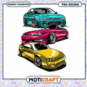 Three Nissan 240SX PNG Designs