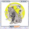 Tattoo Cat PNG Design Instant Download