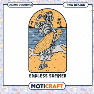 Surfing Skeleton PNG Design