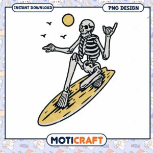 Surfing Skeleton PNG Design Download