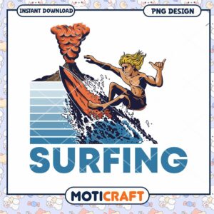 Surfer PNG Volcano Surfing Design