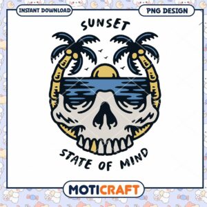 Sunset Skull PNG State of Mind Design
