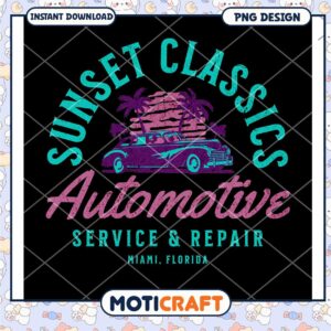 Sunset Classics Auto PNG Design