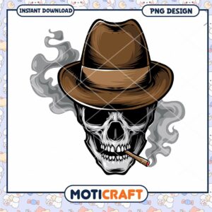 Smoking Skull PNG Design