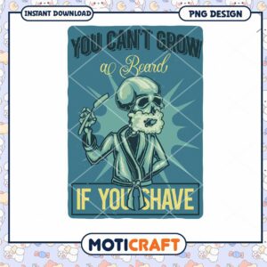 Skull Shaving PNG You Cant Grow Beard
