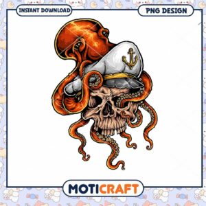 Skull Octopus Captain PNG Design