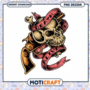 Skull Gun PNG Design, Instant Download