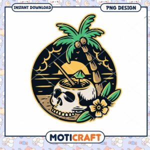 Skull Beach Drink PNG Design