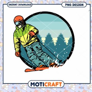 Skiing PNG Design Instant Download