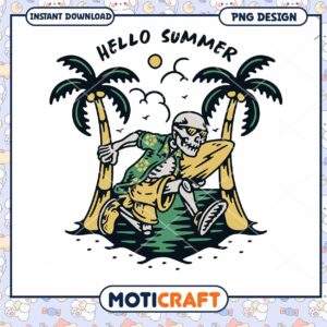 Skeleton Surfer Summer PNG Design
