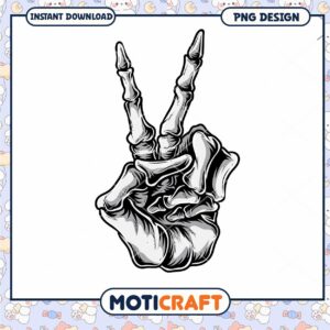 Skeleton Hand Peace Sign PNG