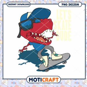 Skateboarding Dinosaur PNG Design