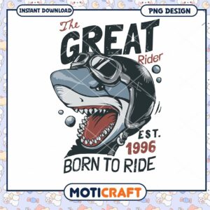 Shark Rider PNG Design Instant Download