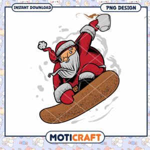 Santa Snowboarding PNG Design