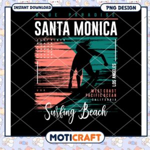 Santa Monica Surfing Beach PNG Design