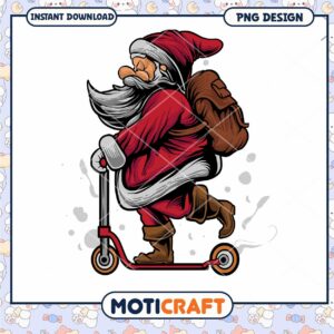 Santa Claus Scooter PNG Design