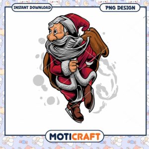 Santa Claus Ice Skating PNG Design