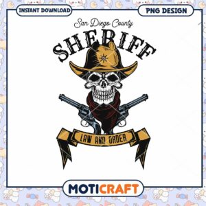 San Diego Sheriff Skull PNG Design
