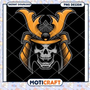 Samurai Skull PNG Design Instant Download