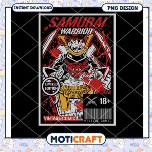 Samurai Warrior PNG Design Vintage Comic