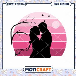 Romantic Couple Sunset PNG Silhouette