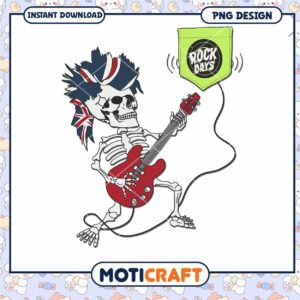 Rockin' Skeleton Guitar PNG Design
