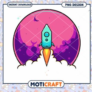 Rocket Launch PNG Design Instant Download