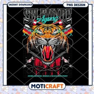 Roaring Tiger PNG Design Instant Download