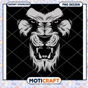 Roaring Lion PNG Design Instant Download