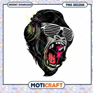 Roaring Gorilla PNG Design Instant Download