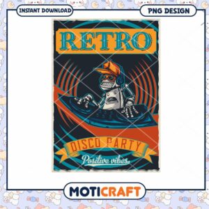 Retro Robot Disco Party PNG Design