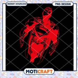 Red Superman PNG Design Instant Download
