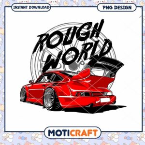 Red Porsche 911 Rough World PNG Design