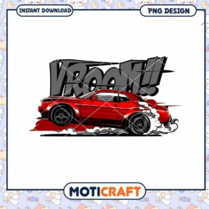 Red Muscle Car Vroom PNG Design