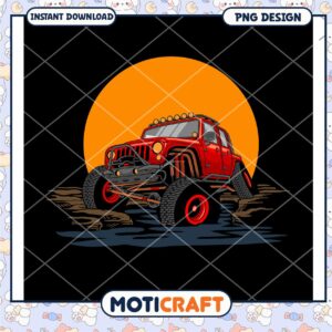 Red Jeep PNG Design, Instant Download