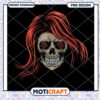Red Hair Skull Roses PNG Design