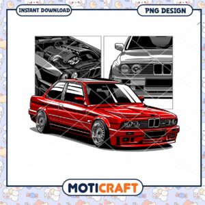 Red BMW E30 PNG Car Design