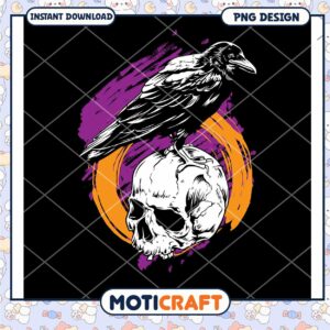 Raven Skull PNG Design Instant Download