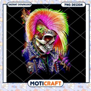 Rainbow Punk Skull PNG Design