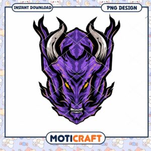 Purple Demon Head PNG Design