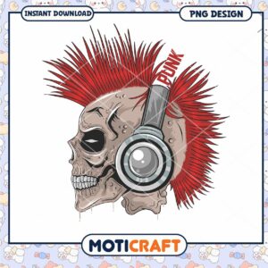 Punk Skull Headphones PNG Design