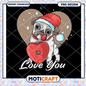 Pug Valentine PNG Design Download