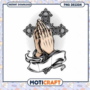 Praying Hands Cross PNG Design